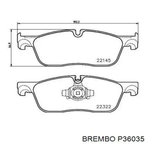 Передні тормозні колодки P36035 Brembo
