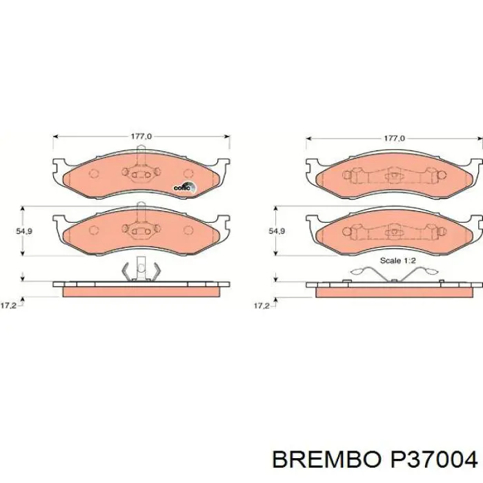 P37004 Brembo колодки гальмівні передні, дискові