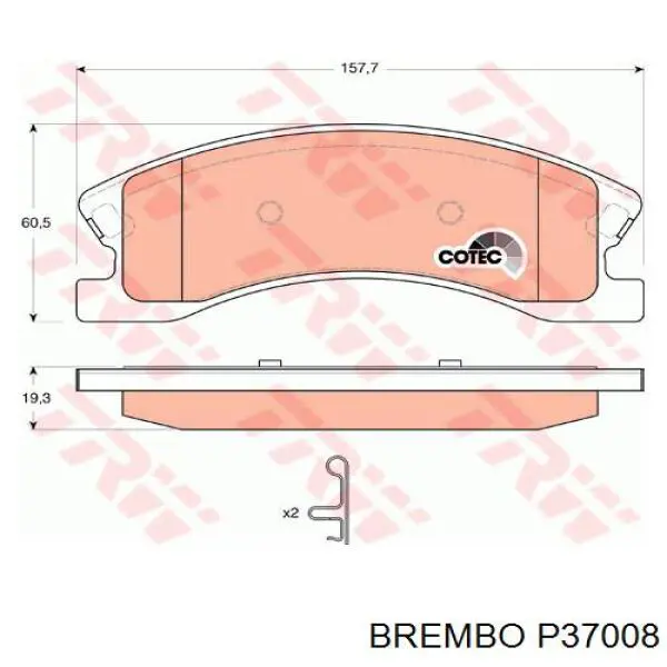 Гальмівні колодки Brembo P37008 ціна, від 35.57 USD