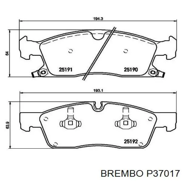 Передні тормозні колодки P37017 Brembo