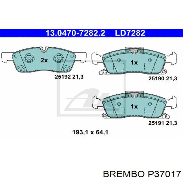 Гальмівні колодки Brembo P37017 ціна, від 63.23 USD