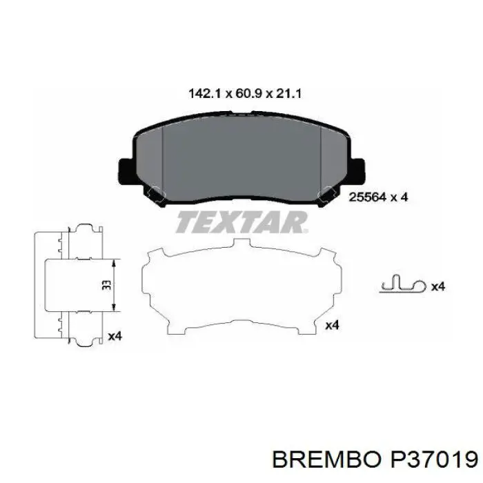 P37019 Brembo колодки гальмівні передні, дискові