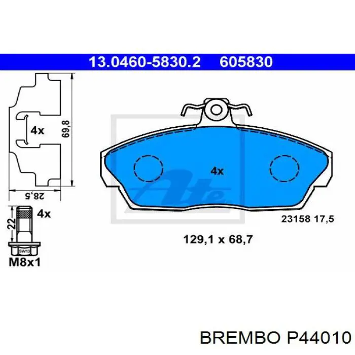 Купити P44010 Brembo Колодки гальмівні передні, дискові