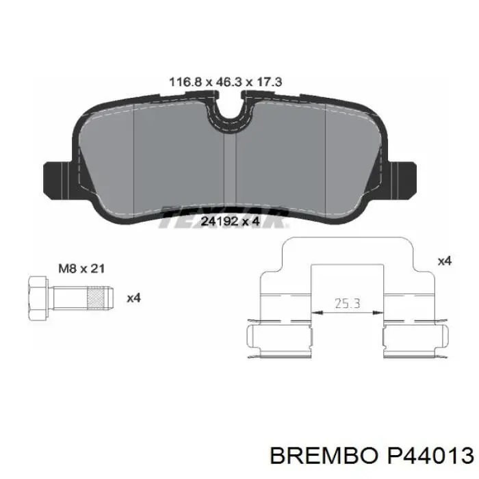 Купити P44013 Brembo Задні колодки