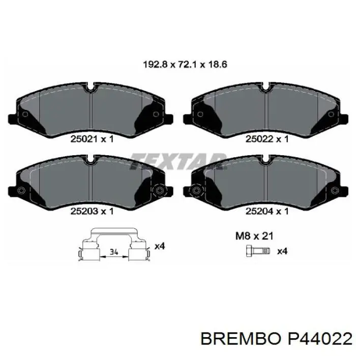Тормозні колодки Brembo P44022