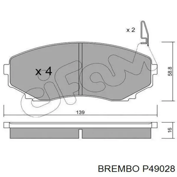P49028 Brembo колодки гальмівні передні, дискові