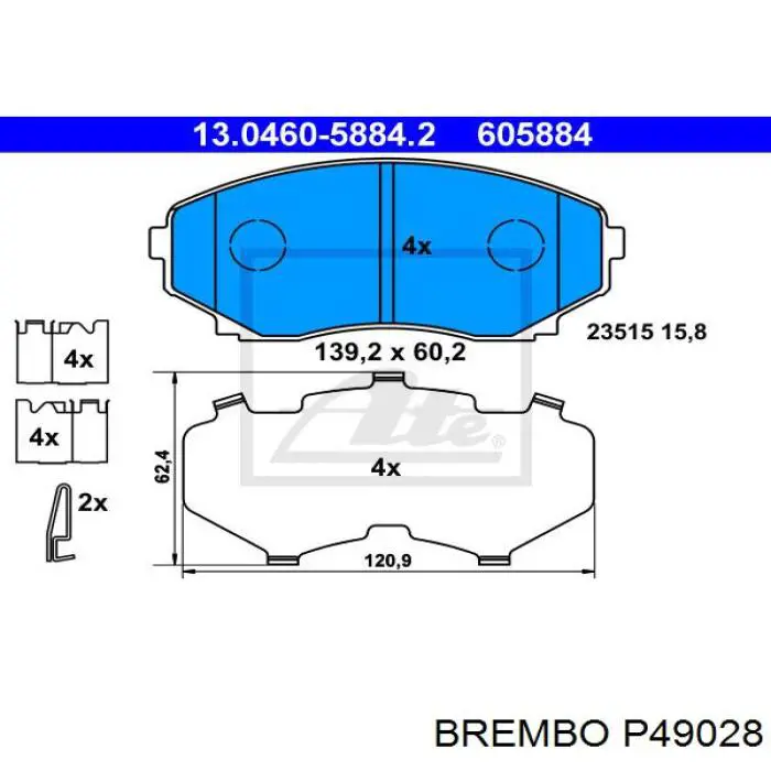 Купити P49028 Brembo Колодки гальмівні передні, дискові