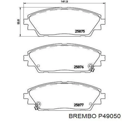 P49050 Brembo колодки гальмівні передні, дискові
