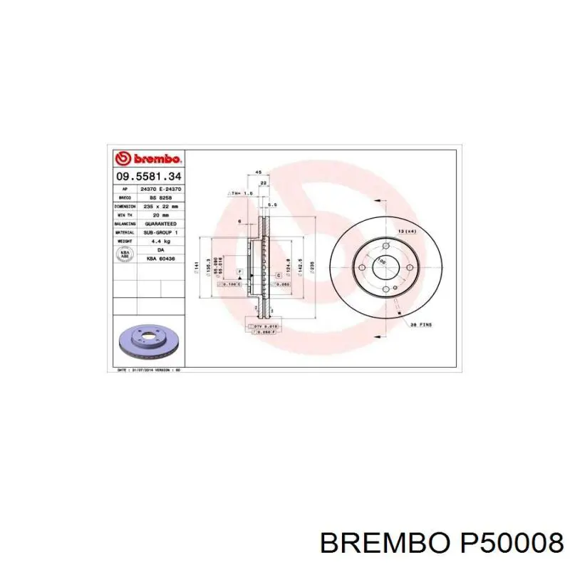 Тормозні колодки Brembo P50008