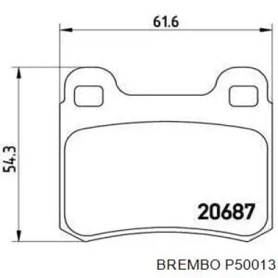 P50013 Brembo колодки гальмові задні, дискові