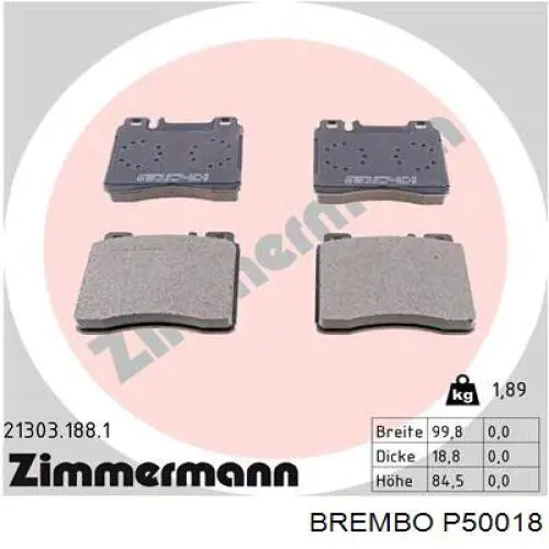 Купити P50018 Brembo Колодки гальмівні передні, дискові