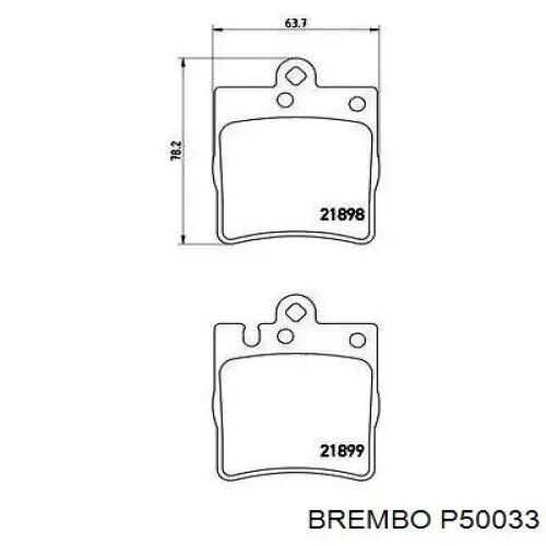 P50033 Brembo колодки гальмові задні, дискові