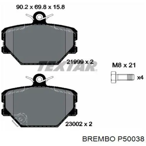Передні тормозні колодки P50038 Brembo