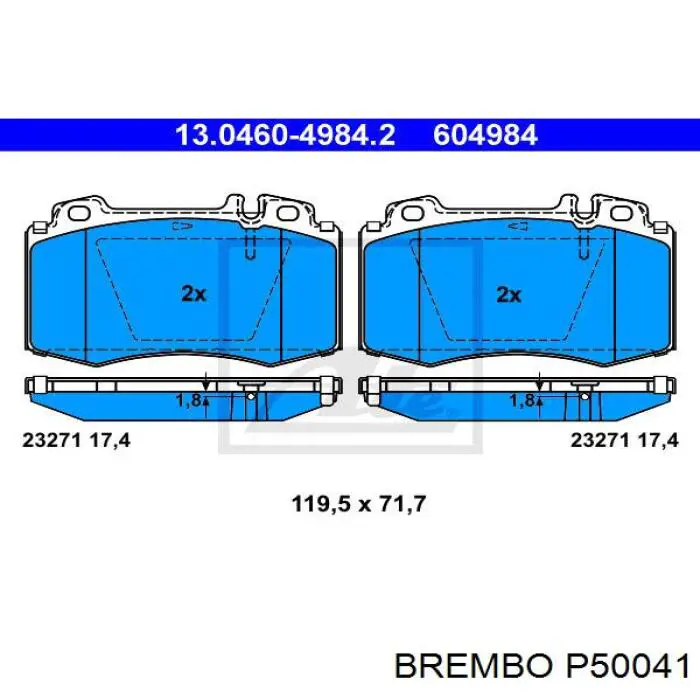 Купити P50041 Brembo Колодки гальмівні передні, дискові