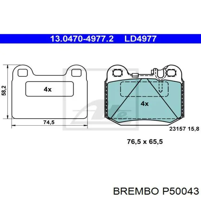 Задні гальмівні колодки Brembo P50043 ціна, від 37.08 USD