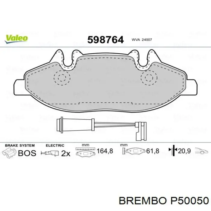 P50050 Brembo колодки гальмівні передні, дискові
