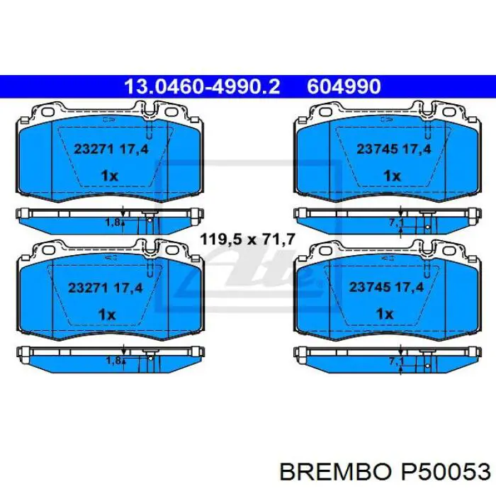 Купити P50053 Brembo Колодки гальмівні передні, дискові
