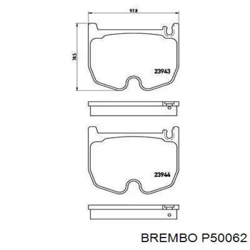 Купити P50062 Brembo Колодки гальмівні передні, дискові