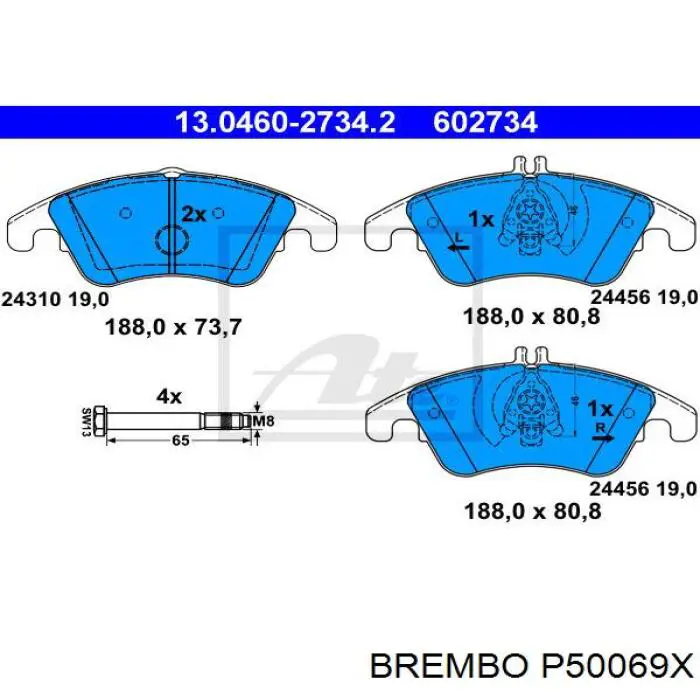 P50069X Brembo Передні гальмівні колодки