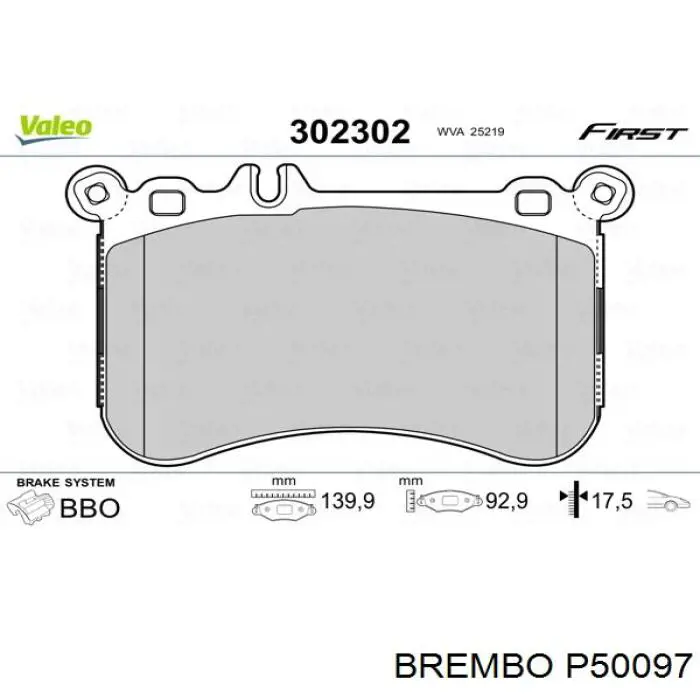 Купити P50097 Brembo Колодки гальмівні передні, дискові