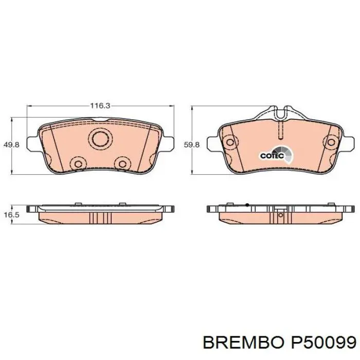 Купити P50099 Brembo Задні колодки