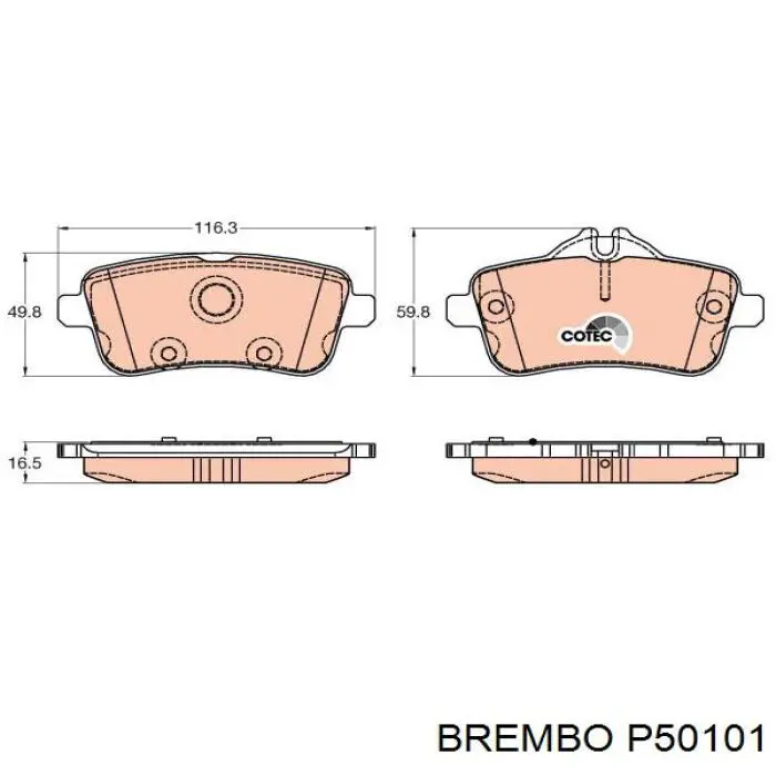 P50101 Brembo колодки гальмові задні, дискові