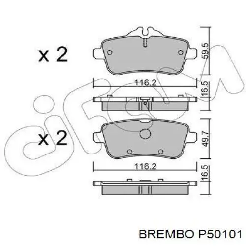 Задні гальмівні колодки P50101 Brembo