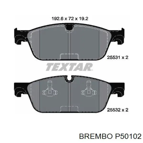 Колодки гальмівні передні, дискові P50102 Brembo