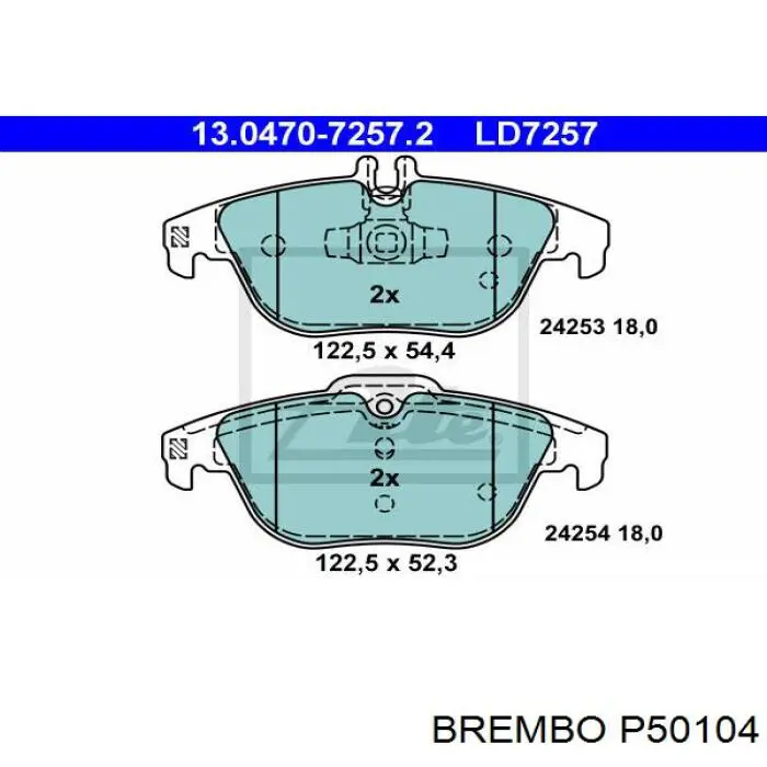 Задні гальмівні колодки P50104 Brembo