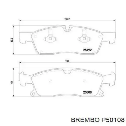 P50108 Brembo колодки гальмівні передні, дискові
