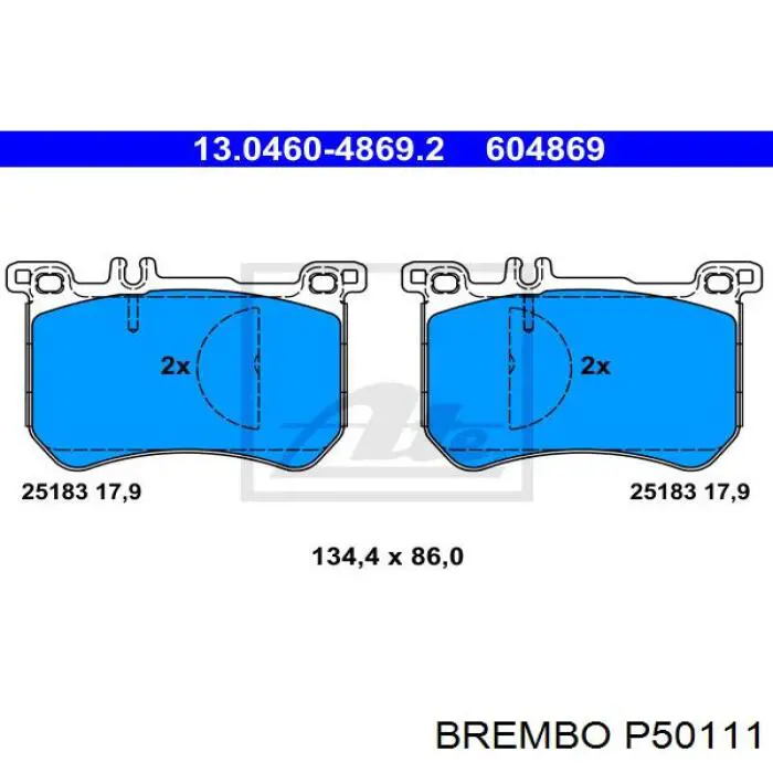 Гальмівні колодки Brembo P50111 ціна, від 79.07 USD