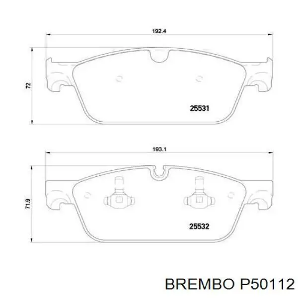 Колодки гальмівні передні, дискові P50112 Brembo