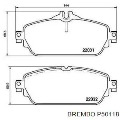 P50118 Brembo колодки гальмівні передні, дискові