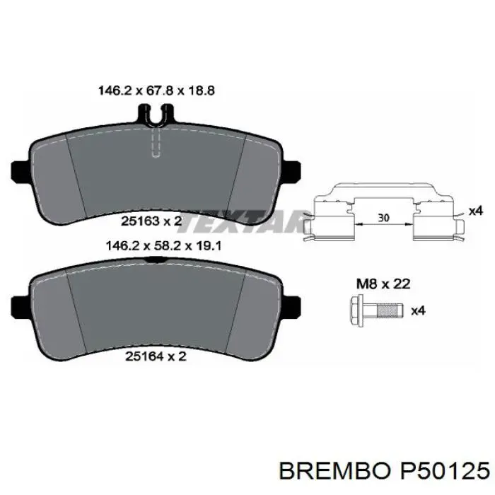 Задні гальмівні колодки Brembo P50125 ціна, від 94.83 USD