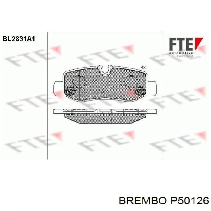 Задні дискові колодки Brembo P50126