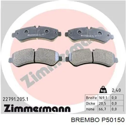 Задні гальмівні колодки Brembo P50150 ціна, від 50.81 USD