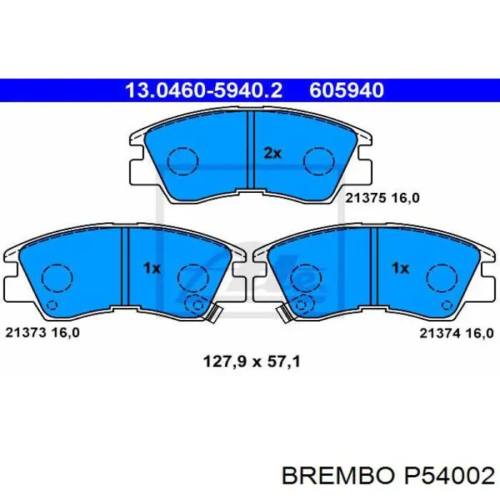 P54002 Brembo колодки гальмівні передні, дискові