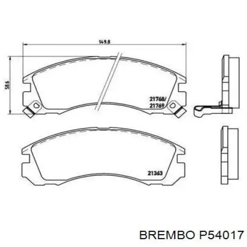Купити P54017 Brembo Колодки гальмівні передні, дискові
