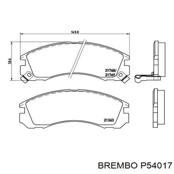 P54017 Brembo колодки гальмівні передні, дискові