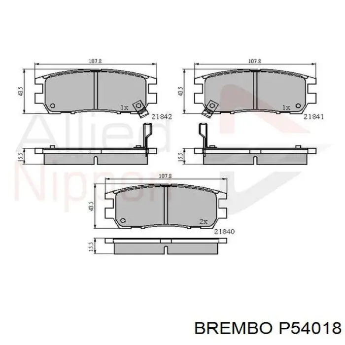 P54018 Brembo Колодки гальмівні задні, дискові