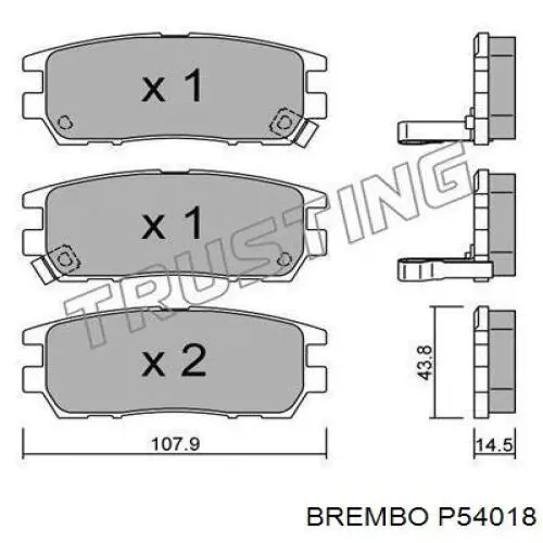 Купити P54018 Brembo Задні колодки
