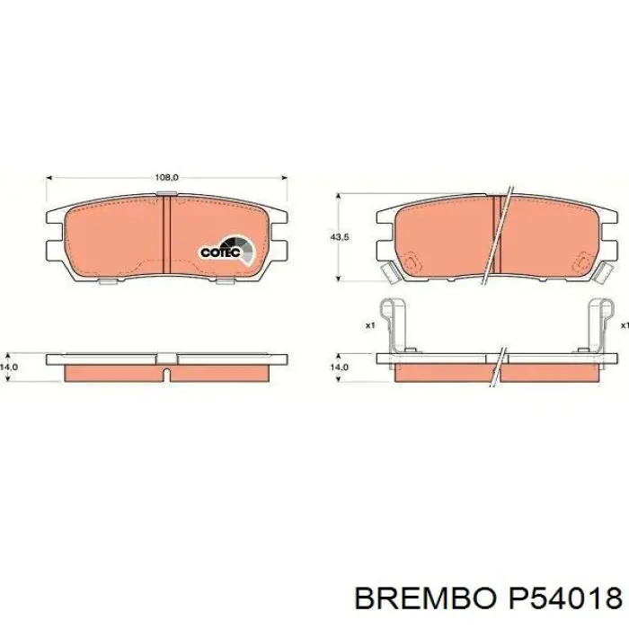 Задні гальмівні колодки P54018 Brembo