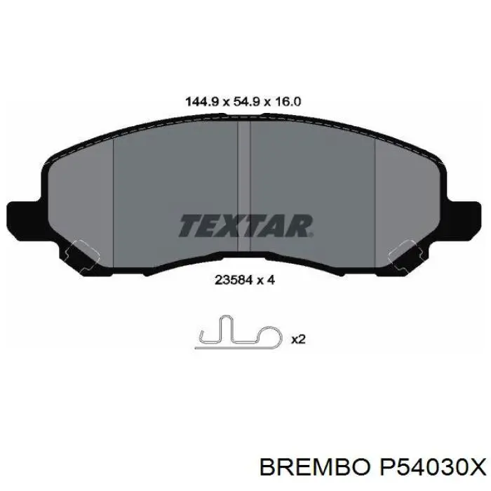 Передні тормозні колодки P54030X Brembo