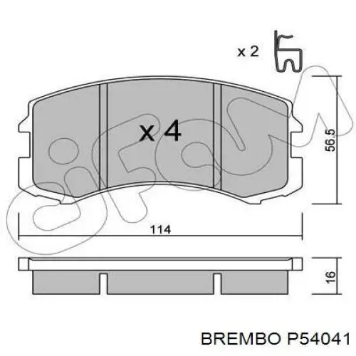 Колодки гальмівні передні, дискові P54041 Brembo