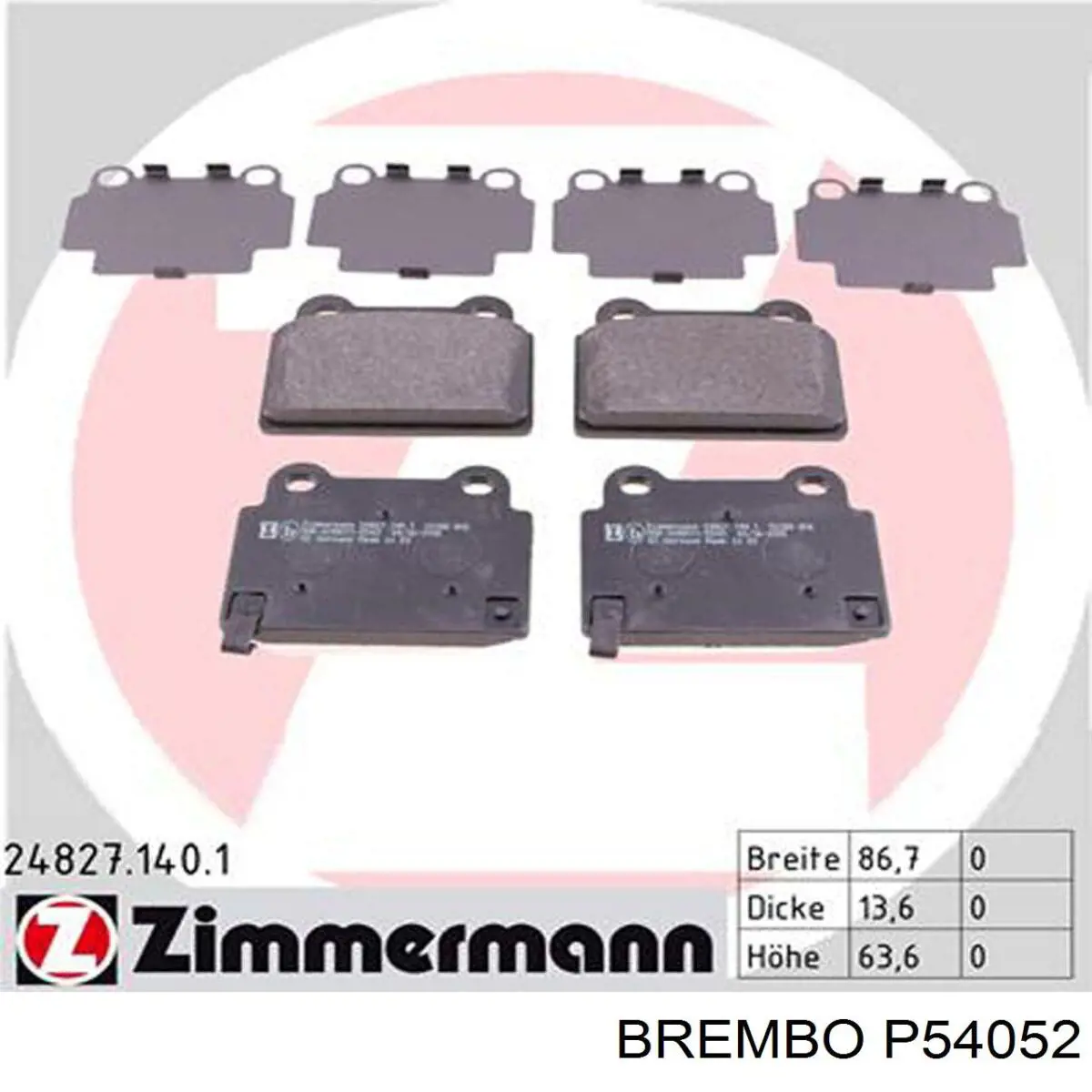 Купити P54052 Brembo Задні колодки