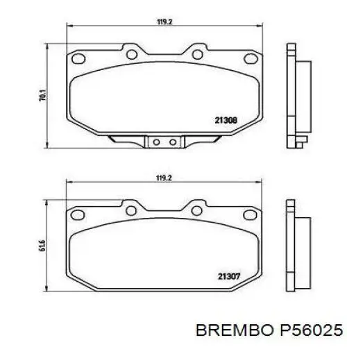 P56025 Brembo колодки гальмівні передні, дискові
