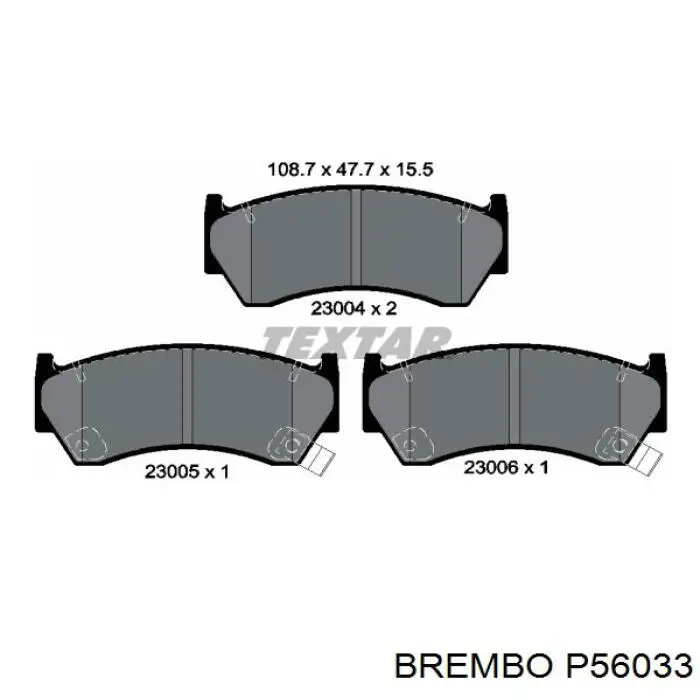 P56033 Brembo колодки гальмівні передні, дискові
