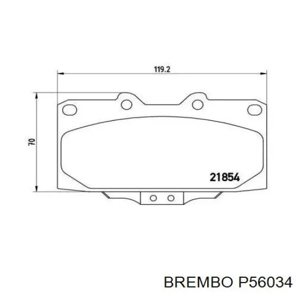 P56034 Brembo колодки гальмівні передні, дискові