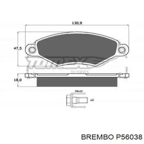 Купити P56038 Brembo Колодки гальмівні передні, дискові