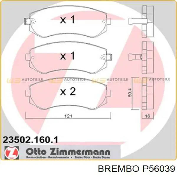 Передні тормозні колодки P56039 Brembo